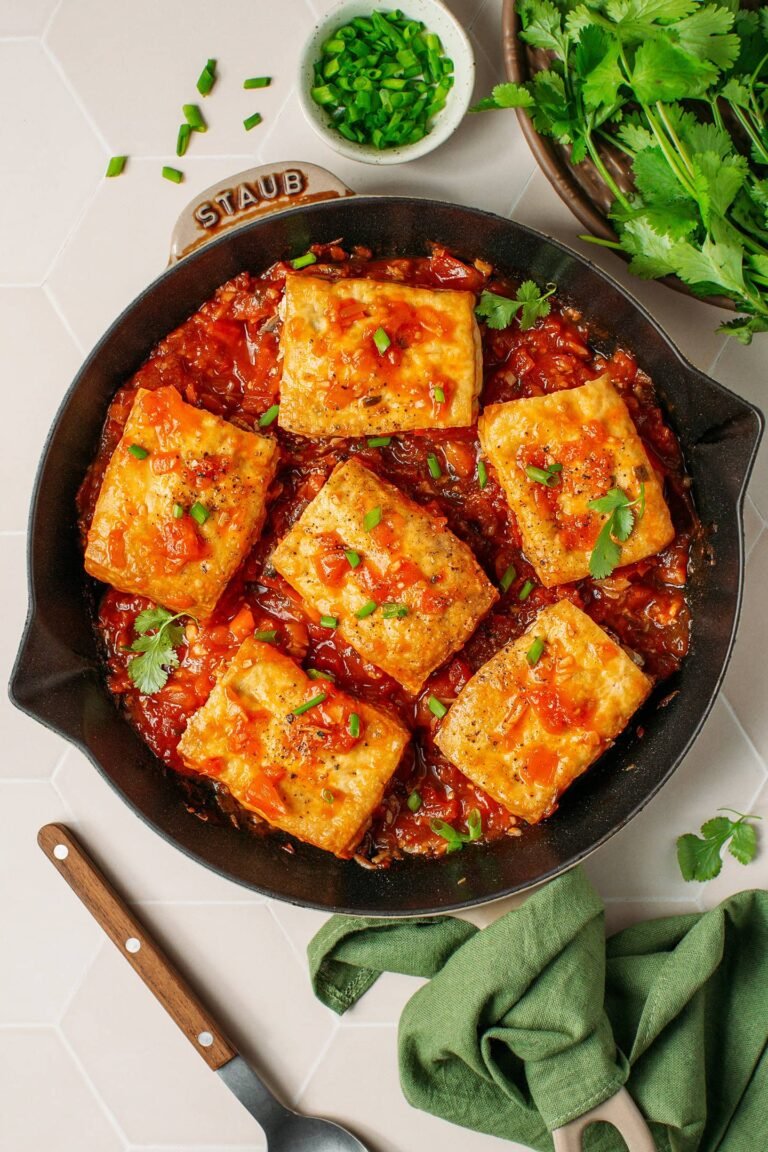 Stuffed Tofu in Spicy Tomato Sauce